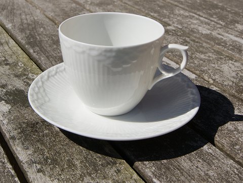 Hvid Halvblonde porcelæn, sæt kaffekop med ekstra underkop