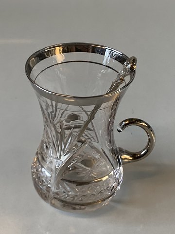 Tea glass with teaspoon
Height 9.2 cm approx
Nice and well maintained condition