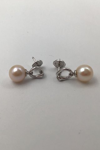 Georg Jensen 18K Whitegold Earrings Magic Pearl and Diamonds