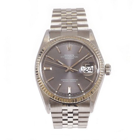 Rolex Oyster Perpetual Datejust, stål og lynnette 
i hvidguld. Reference 1601. Caliber 1570. Ca. år 
1970. D: 36mm