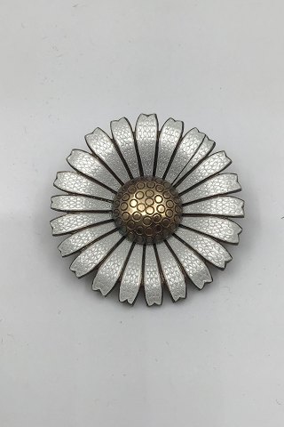 A. Michelsen Forgyldt Sterling Sølv Marguerit Broche (Guilloche)