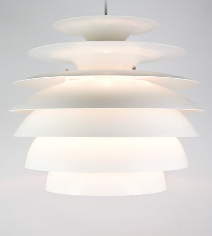 Pendel lampe, hvid lakeret, dansk design fra 1960