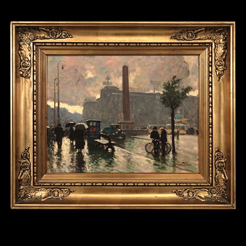 Paul Fischer, 1860-1934, Öl auf Platte. Partie aus 
Kopenhagen. Signiert um 1920. Lichtmasse: 20x25cm. 
Mit Rahmen: 30x35cm