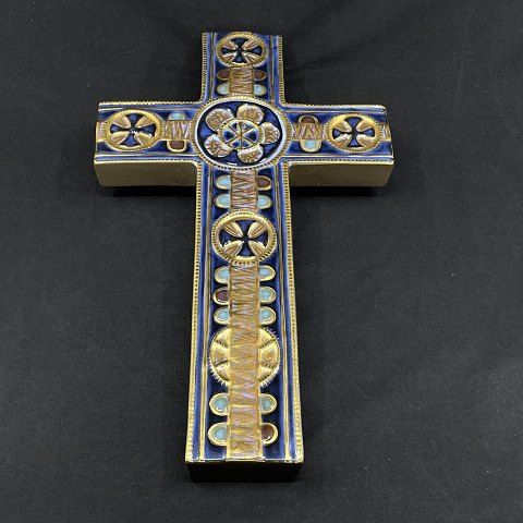 Aluminia gilded cross, dark blue