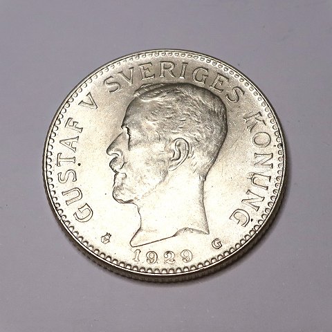 Sweden. Gustav V. Silver 2 krone 1929.