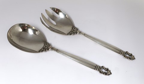 Georg Jensen. Silver (925). Akorn. Serving set / Salad set. Length 22,5 cm.