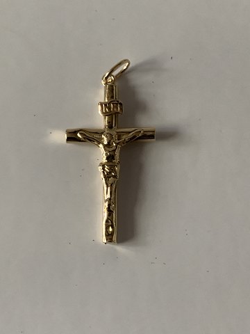 Gold cross with suffering Christ in 14 carat gold, Stamped 585 NEE