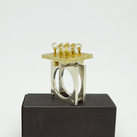 Bent Exner; Ring of silver and gold plated silver