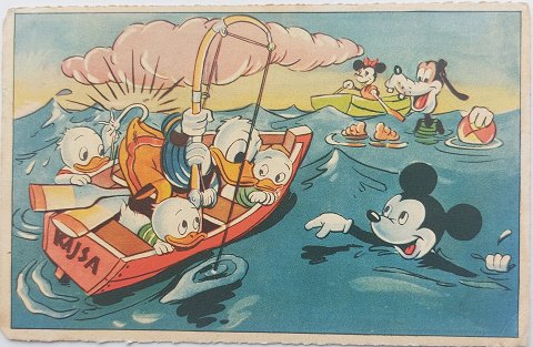 Disney Postcard: "Beach Vacation" mailed in 1953
