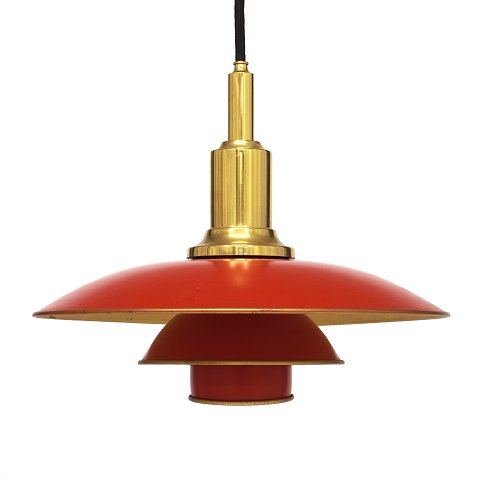 PH 3/2 red and brass pendant by Poul Henningsen, 
Denmark. D: 30cm