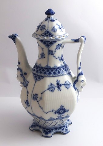 Royal Copenhagen. Blue Fluted, Full lace. Mocha pot. Model 1030. Height 22 cm. 
(2 quality)