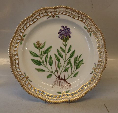 20-3526 "Brunella grandiflora Jacq" Chop Platter 27.4 cm (0380) with pierced 
border Flora Danica Danish Porcelain