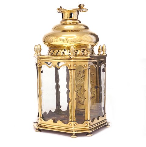 Danish or Swedish Baroque brass lantern circa 
1750. H: 45cm