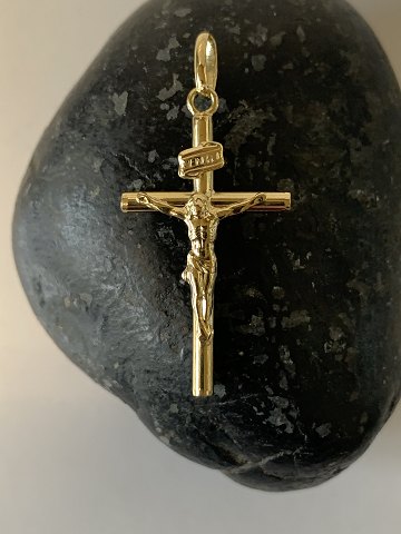 Pendant in 14k gold, cross with Christ. Nice details.
Stamped 585 HGr