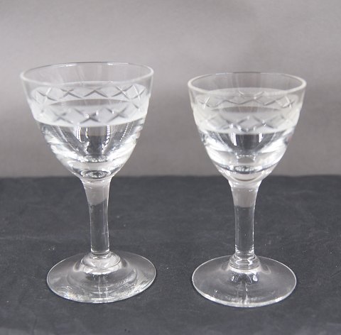 Ejby glassware by Holmegaard, Denmark. Small and large shot glasses