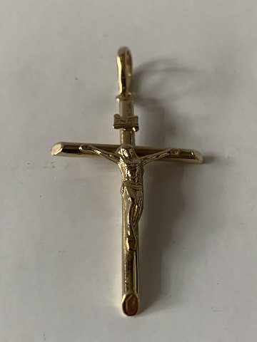 Cross with Christ pendant in 14 caratsGold stamp: 585H. 51.76 X W. 26.51 mmThickness. 2.73 mm