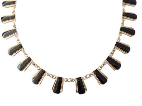 Danish Sterling silverGilded necklace with black enamel