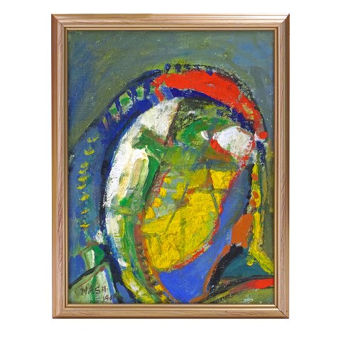 Jørgen Nash maleri. Jørgen Nash, 1920-2004, olie 
på plade. Signeret og dateret 1961. Lysmål: 
37x28cm. Med ramme: 42x33cm