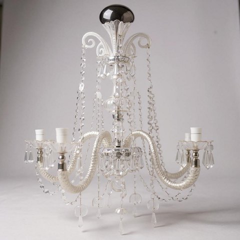 Prism chandelier - Five glass arms - Electric - circa 1890Great condition