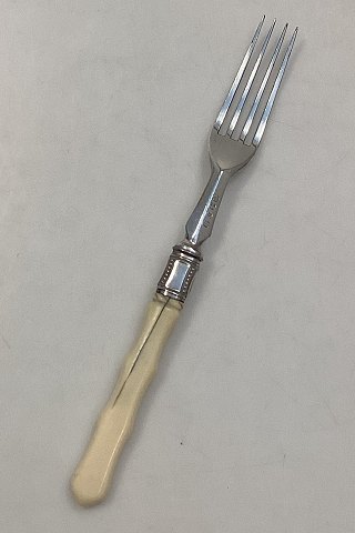 Udenlandsk Frokostgaffel i Sølvplet med skaft af Ben
