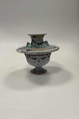 Bjørn Wiinblad Kvindehoved Vase med Hat som Låg No. V13