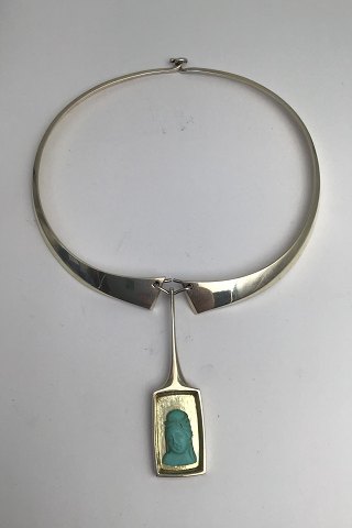 Karl Gustav Hansen Sterling Sølv Halsring med Vedhæng