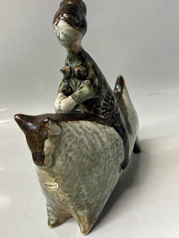 Figurine, ceramic, Girl on horse "Honeymoon"Søholm, Bornholm