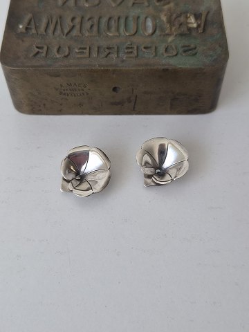 Par bladformede vintage øreklips i sterlingsølv