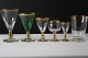 Ida glas med 
guld, 
Holmegaard 
glasværk, 
designet af 
Jacob Bang 
1937:
Rødvin, højde 
14,5 cm. ...