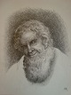 Ubekendt 
kunstner (20 
årh):
Portræt af 
smilende gammel 
mand med skæg.
Bly/kul på ...