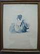 Ib Andersen 
(1907-69):
Siddende 
ballerina set 
fra ryggen.
Tryk efter 
tegning 1948.
Signeret i ...