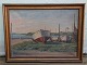 Painting 
Mariager Havn 
50 x 66 cm 
Including 
frame. Signed 
EK Oil on 
canvas

