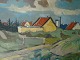 Arnold William 
Pedersen 
(1912-86):
Landskab med 
huse på Skagen.
Olie på ...