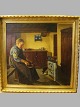 painting
 Wife cooks in 
the kitchen, 
while the dog 
eats.
 Signed. Holm 
Sand the 1934 
(Peter ...