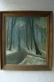 Hans Billgren 
(1909-85):
Nøgne træer 
ved vej i 
vinterskov.
Olie på plade.
Sign.: 
Monogram ...