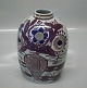 Aluminia Copenhagen Faience 181-2878 Vase Lila/Blue flower motif Tenera Kari 
Christensen 18 cm