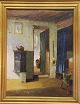 Oil Painting on 
canvas Interior 
by Osvald 
Rasmussen 51 x 
41 cm including 
golden frame