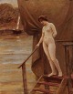 Christian 
Valdemar 
Clausen 
(1862-1911). 
Nude woman at a 
wooden pier. 
Oil on canvas. 
Signed in ...