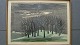 Tamami Shima 
(1937-99):
Bjerglandskab 
med træer 1961.
Farvetræsnit 
på papir.
Sign.: Tamami 
...