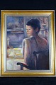 Oil painting on 
panel. 
Unsigned. 
Portrait of 
actress 
Catherine Zeta 
Jones. Late 
1990s. In good 
...