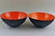 Here you are offered 2 fine danish design large Krenit fruitbowl by Herbert 
Krenchel.
Black metal and red and orange enamel inside, rare models. 1970s. Orange bowl 
reserved.