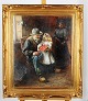 Interior, 
grandfather and 
child.  Oil on 
canvas, 
unidentified 
artist, 
indistinctly 
signed. ...