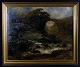 Oil on canvas, 
Landscape with 
waterfall, 
presumably 
English or 
French artist. 
Indistinctly 
...