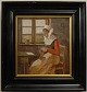 Hansen, Ane 
Marie 
(1852-1941): 
Interior with a 
kniting young 
women, dressed 
in a national 
...