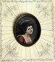 Ubekendt 
miniature 
kunstner, 
19/20. 
&aring;rh: 
Portr&aelig;t 
af Lady 
Hamilton. Med 
ramme i ben. 
...