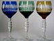 Bøhmiske 
krystalglas i 3 
farver, højde 
18,5 cm. Pris 
150 kr. stk.
Grøn. Lager: 1
Blå. Lager: 
...