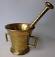 Brass Mortar 
and pestle, 
19th century. 
Denmark, 
Master: Prahl, 
Viborg. Stamped 
.: Prahl, 
Viborg. ...