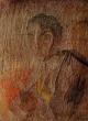 Art deco 
herreportræt, 
akvarel på 
papir klæbet på 
træplade.
Utydeligt 
signeret 
nederste højre 
...