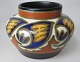 Gouda, vase, 
1920 - 1930, 
Holland. 
Polykrom 
dekoration. 
Betegnet.: 
107616 Beuka, 
Plaevid, ...