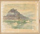 Alex Secher 
(1913-1989:
Aquarel. 
Umanak fjeldet 
(Ummannaq).
Sign. Alex 
Secher, dateret 
...